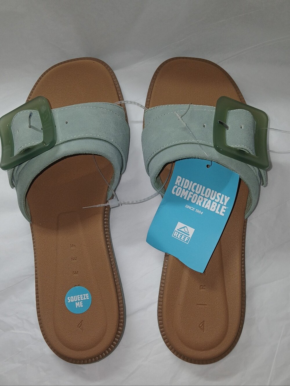 REEF Cushion Sunny Emma Vegan Leather Slides, Light Green - Picture 5 of 9